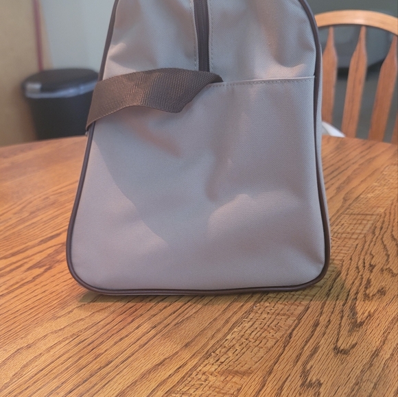 NWOT Ralph Lauren Khaki Tan Brown Logo Fabric Duffle Travel Luggage Bag - Picture 5 of 17